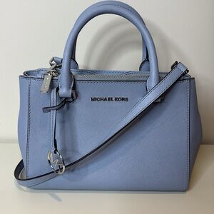 Michael Kors | Blue Sutton Saffiano Leather Removable Crossbody Satchel Bag